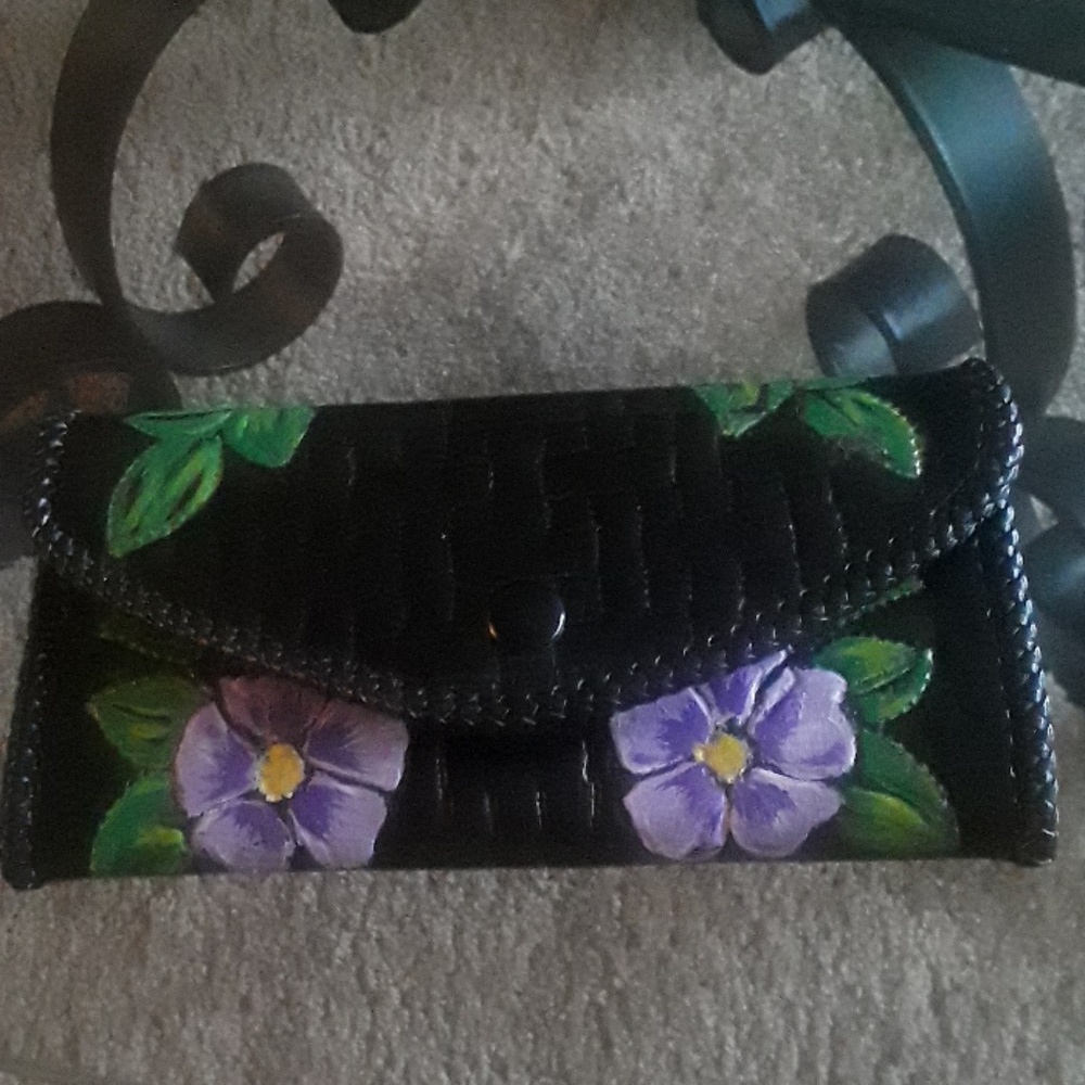 Hand-Painted Textured Black Checkbook